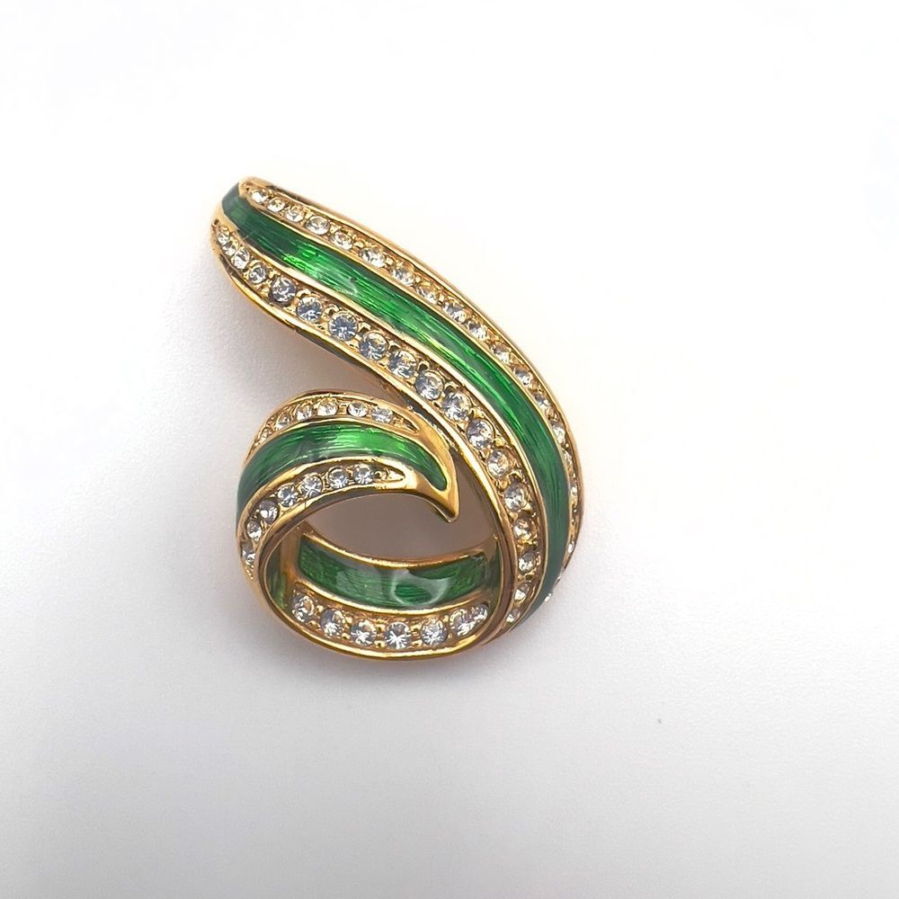 Vintage Premier Designs Green and Gold Crystal pendant